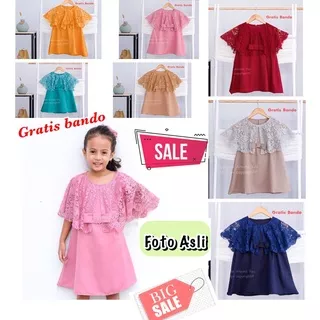 Baju Ulang Tahun Anak Perempuan Dress Brukat GRATIS BANDO (FOTO ASLI) Umur 1-7 tahun Gaun Pesta Polos Dress Batik Brokat Model Cape Kondangan Nikahan Fashion Anak Perempuan Bayi Balita Putri Princess Murah Kekinian Viral KHELI B