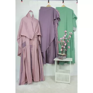 Gamis set khimar wollycrepe set ZIGNA rempel bawah muslim clothes woman appareal fashuion ootd new