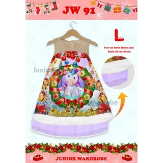 SALE JW 91-L Dress Anak Xmas Unicron. Baju / Rok Natal Anak