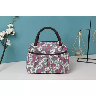 Tas Wanita Shopping Handbag Import Original Casual Motif Bunga White Pink Flower Bag