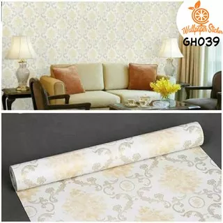 WALLPAPER BATIK KREM STIKER DINDING BATIK BUNGA MEWAH  WALLPAPER BATIK PREMIUM GH039