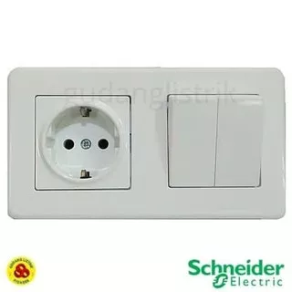 SCHNEIDER STOP KONTAK + SAKLAR SERI LEONA FRAME 2 GANG & SAKLAR