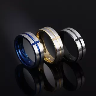 ?in stock?Fashion Personality Men`s Stainless Steel Gold Silver Black Cross Punk Jewelry Ring Classic Trend Ring for Man