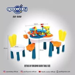 Meja Mainan Anak Free Lego 6in1 MEJA LEGO Multinasional Table Lego SB 988 SpaceBaby - Meja Belajar Kursi Kelinci Multifungsi Lengkap Kado Lahiran Anak Hadiah Anak Laki Laki Perempuan