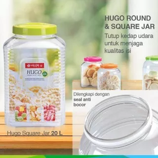 Toples Kue Lebaran BPA FREE Hugo Square Jar 203 PP-53 Toples Roti 6Liter Anti Semut Murah