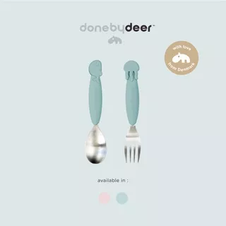 Done by Deer YummyPlus Spoon & Fork Set Sea friends - Sendok Makan Anak - Kids Cutlery Set - Set Sendok Garpu Anak