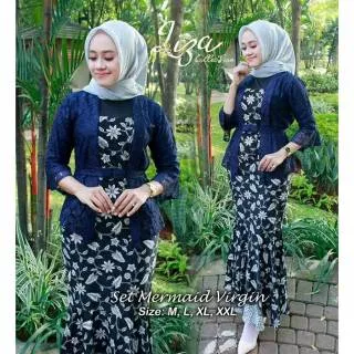 Realpict Stelan Kebaya mermaid virgin bahan brukat rok katun batik silk