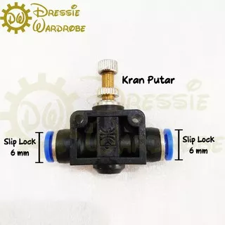 Katup Pengatur Kran Putar Flow Speed Control Valve Tee Slip Lock 6 mm