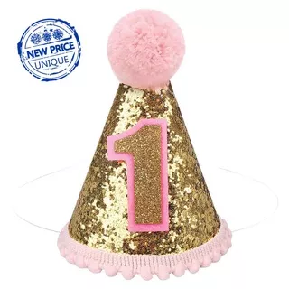 One/Two Years Old Kids Baby Birthday Shiny Cute Hats Birthday Digital Celebration Party Q5S5