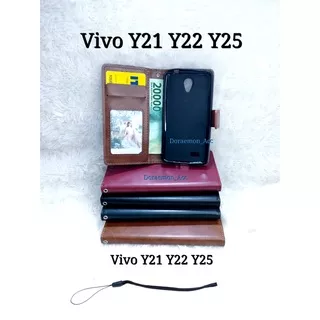 flip cover Vivo Y21/Y22 - Wallet leather case kulit