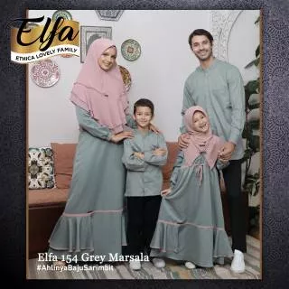 Elfa 154 Grey Marsala Sarimbit Keluarga Ethica Gamis Kagumi Syar`i 157 57 Koko Dewasa 120 Anak 94
