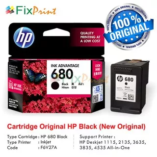 Cartridge Tinta Original HP 680 Black F6V27AA, Printer HP Deskjet 1115 1115 1118 2135 3635 Murah