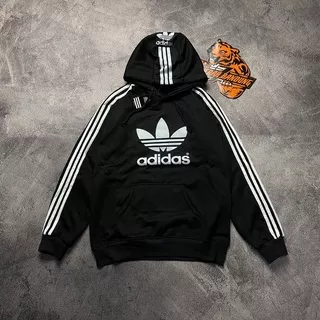 jaket adidas trefoil warna hitam full tag hoodie casual terbaru terlaris bisa cod pakaian atasan