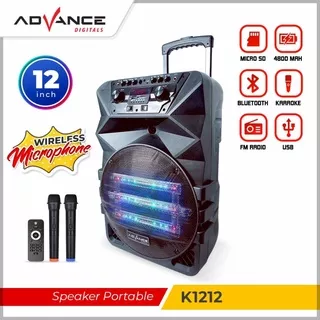 Speaker Portable Advance Speaker Meeting Portable 12 inch K-1212 Free 2 Mic Wireless Speaker Bluetooth