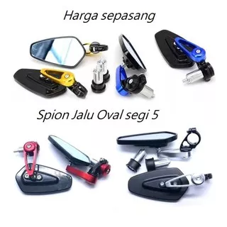 Spion Jalu kaca Oval CNC kaca bening dan kaca biru / SPION BAR END SEGI LIMA/ UNIVERSAL