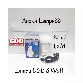 Lampu Bohlam USB 8 watt - 5 watt - 10 watt - 15 watt putih - lampu 8 watt usb - lampu mitsuyama