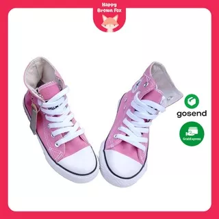 SEPATU ANAK CEWEK PEREMPUAN SEPATU ANAK TALL STAR CANVAS SNEAKERS SHOES - PINK