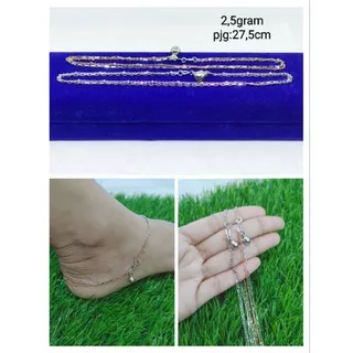 GELANG KAKI PERAK 925 ASLI SILVER LAPIS EMAS/GELANG KAKI JEDAR KOMBI PAPERCLIP+1BEL/ASLI SILVER 925/PERHIASAN PERAK 925