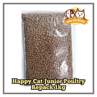 happy cat junior poultry repack 1kg - makanan kucing happy cat junior