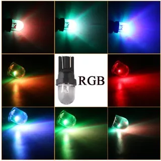 Lampu Led Sen Sein Colok T10 7 Multi Warna RGB Bulb Kedip Flashing Mobil Motor