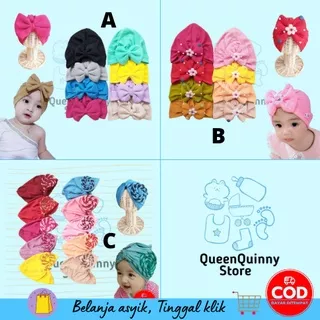 QUEENQUINNYSTORE Turban anak/bayi/baby/kids pita polos unyu Turban Non Anting TURBAN PITA KUPU-KUPU / TURBAN PITA BESAR