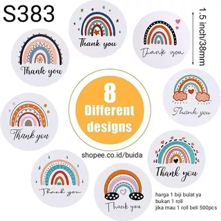 stiker sticker label thank you aesthetic S383 pelangi rainbow segel kemasan dekorasi hampers gift box hiasan paket kotak kue 3.8cm terima kasih craft kreatif unik sealer