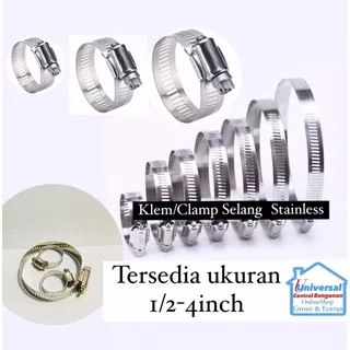 Klem Selang Besi / Stainless Klem Selang / Hose Clamp Ukuran 1/2 3/4 5/8 7/8 1 in 11/4inch 11/2 Inch 2in 21/2in 3in 4inch Klem LPG Klem Selang Bensin dan lainnya