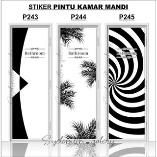 STICKER PINTU KAMAR MANDI - STICKER PINTU TOILET MOTIF HITAM PUTIH