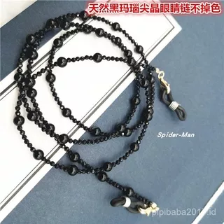 tali kacamata Hitam Batu Akik Yan Jing Lian  Retro Halter Fashion Korea Tren Lanyard Rantai Dekoratif Mesh Merah Mata Rantai