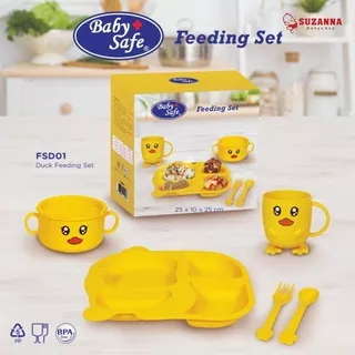 Baby Safe Feeding Set Duck / Perlengkapan Makan Set Anak Motif