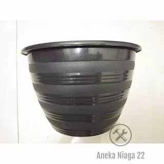 Aneka - Vas Bunga Medium PVC 22cm Hitam Pajangan Rumah Bunga Bonsai Pot Kaktus AN22