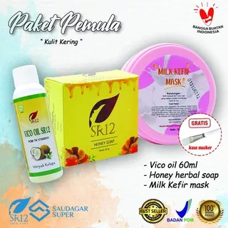 PAKET PEMULA SR12 PERAWATAN UNTUK WAJAH KERING KUSAM SENSITIF / PERAWATAN WAJAH HERBAL ALAMI BPOM