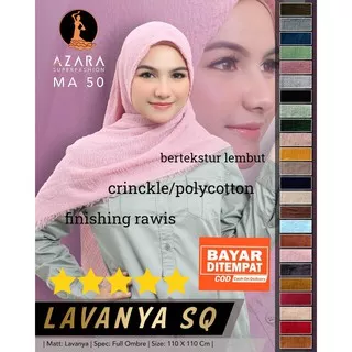 [Pilih WARNA] SQUARE LAVANYA SQ ori Azara 110x110cm Crinkle Shawl Negro Rawis Hijab Segi Empat Polos