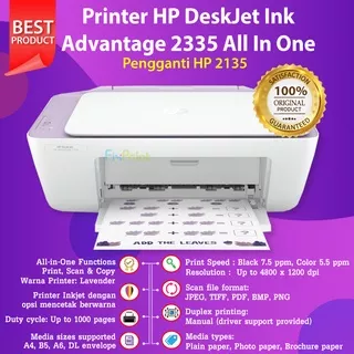 Printer Deskjet Ink Advantage 2335 2336 2337 Print Scan Copy A4 F4 include tinta 682 Penerus 2135