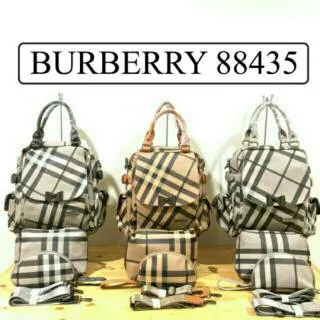 TAS RANSEL BURBERRY 3 SET 3IN 1 SUDA DAPAT ANAK DAN DOMPET