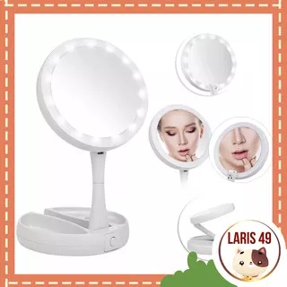 Laris49  Kaca Cermin Makeup Lampu Cermin Pembesar Rias Dua sisi Kosmetik Mirror LED Lipat - MROR