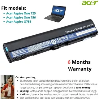 Baterai Laptop Acer Aspire One V5-121 756 725 Ao725 Ao756 V5-131 V5-123 V5-171 B113 B133 Al12b32 AL12B72 ORIGINAL