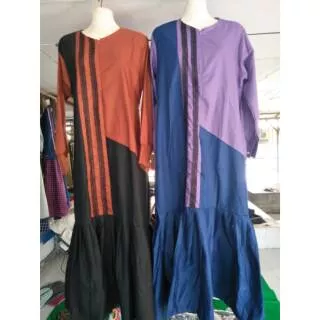 Gamis rempel renda/gamis toyobo 2 warna/gamis toyobo rempel/gamis katun toyobo