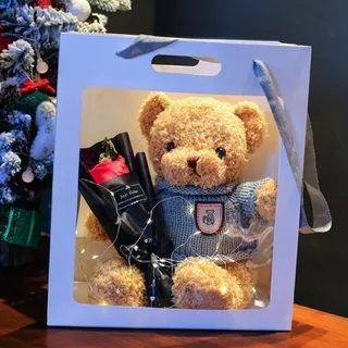 Teddy Bear Gift Set  Ada Cokelat / Set kado Wisuda Boneka teddy bear ada lampu menyala / kado wedding valentine hampers