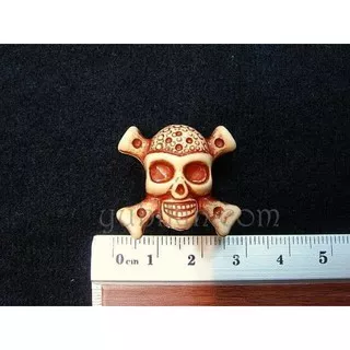 12 Piece Manik Tengkorak Skull Plastik Warna Coklat 2,5cm