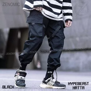 Celana Jogger Pants Hypebeast Zenomic Harem Hatta Black Size M L XL - Celana Sweatpants Cargo Harajuku Hip hop Korean Style Robe Keren Murah Kualitas Original Distro Murah