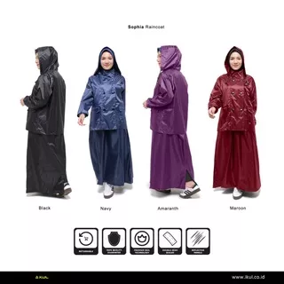 Sophia Jacket Raincoat Mantel Jas Hujan Wanita Muslimah Model Jaket Rok Anti Air Sobek Rembes
