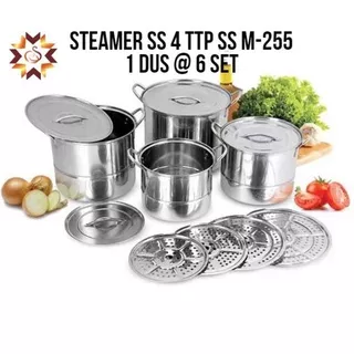 STOCK POT STEAMER 4 SET/ PANCI KUKUS 4 SET/ PANCI DANDANG STAINLESS STELL