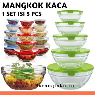 BOWL SET 5 IN 1 BOWL SET MANGKOK KACA / MANGKUK KIM GLASS SUSUN 5 - CBT/24