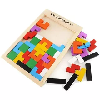 Wood Intellegence - Russian Block - Puzzle Tangram Kayu - Balok Tetris Edukasi Anak