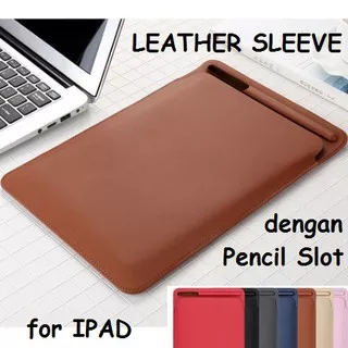iPad 8 10.2 10,2 Inch 2020 Leather Sleeve Case Pouch Sarung Bag Tas Celup Kantung Pencil Slot Holder