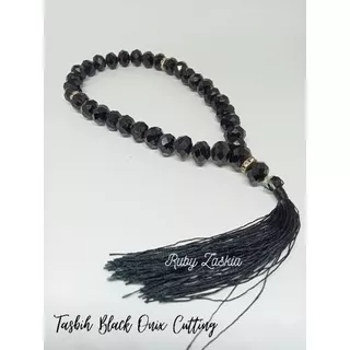 TASBIH BATU BLACK ONYX MODEL CUTTING 33 BUTIR 10MM 100% NATURAL