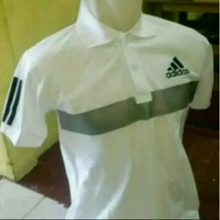 Polo Shirt Kaos Kerah Pria Baju Keren T Shirt Kerah Adidas Putih