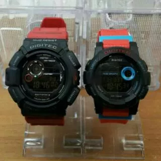 Jam Tangan Sport Couple Digitec Digital DG2028 /DG-2051T Red Original..