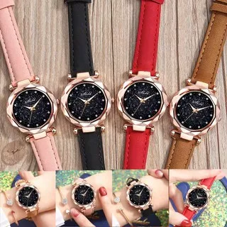 Jam Cantik Wanita Jam Korea Jam Tangan Quartz Casual Fashion Starry Rhinestone Watches